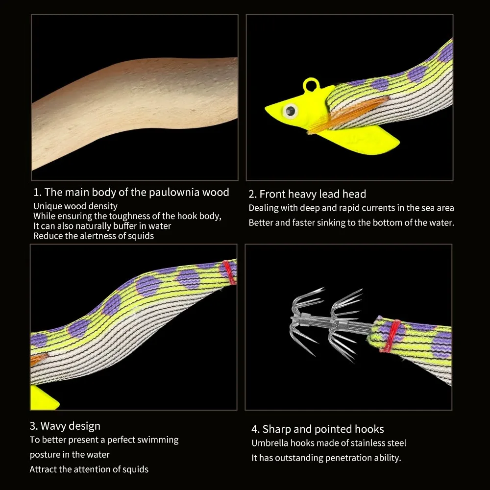 1 pieza 3.0 # Plantillas luminosas de calamar y camarones, juego de señuelos de pesca en el mar, sepia Artificial, pulpo, pesca de invierno, 30g - imagen 2