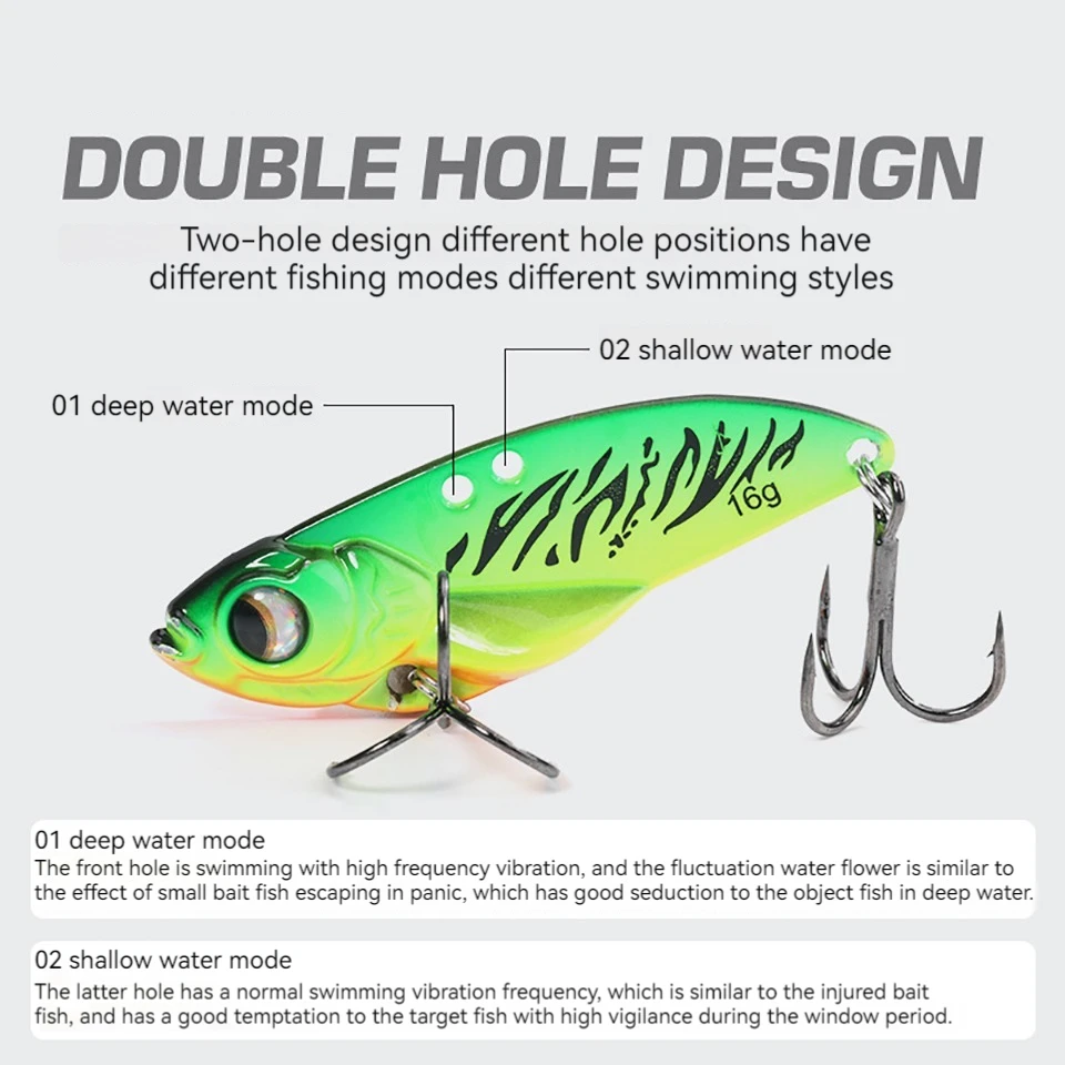 WALK FISH señuelo de Metal VIB, cebo duro Artificial con vibración de ojos 3D, aparejos de pesca de perca y Lucio, 7g, 12g, 16g, 1 pieza - imagen 5