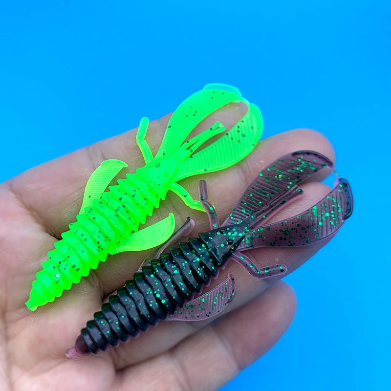 80mm4,7g 5 unids/lote Testar señuelo de Pesca langosta suave cebo de cangrejo Wobbler de silicona giratorio aparejos de camarón Swimbait Lucio Pesca - imagen 3