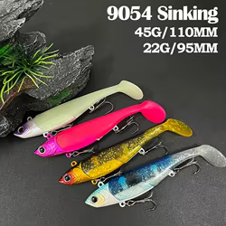 Cebo suave Artificial de 22g y 38g con cabezal de anzuelo, señuelo suave de goma para Pesca, señuelos de lubina, cebo de natación con cola en T, señuelo de Jigging