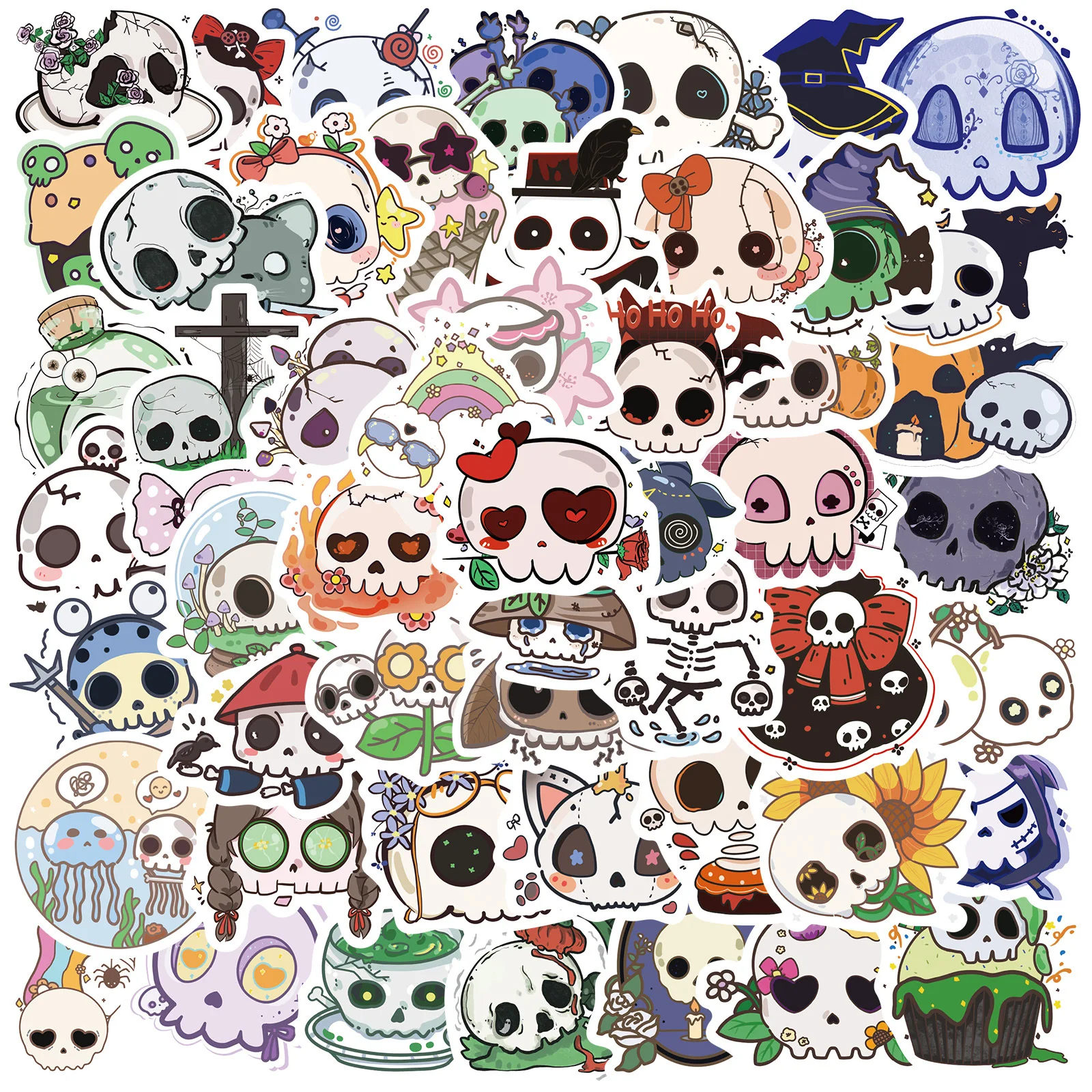 60 uds Halloween Groovy Skull dibujos animados pegatinas de grafiti teléfono guitarra portátil maleta taza pegatina impermeable juguetes para niños