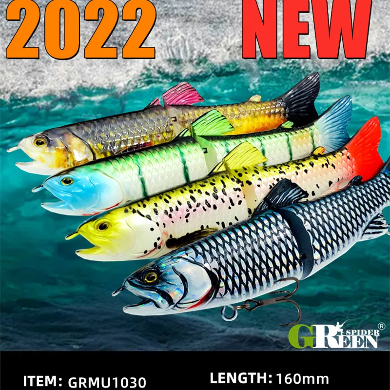 GREENSPIDER-señuelo de pesca de hundimiento lento, cebo articulado de 2 segmentos, Swimbait, 2022mm, 50g, 6 colores, novedad de 160 - imagen 3