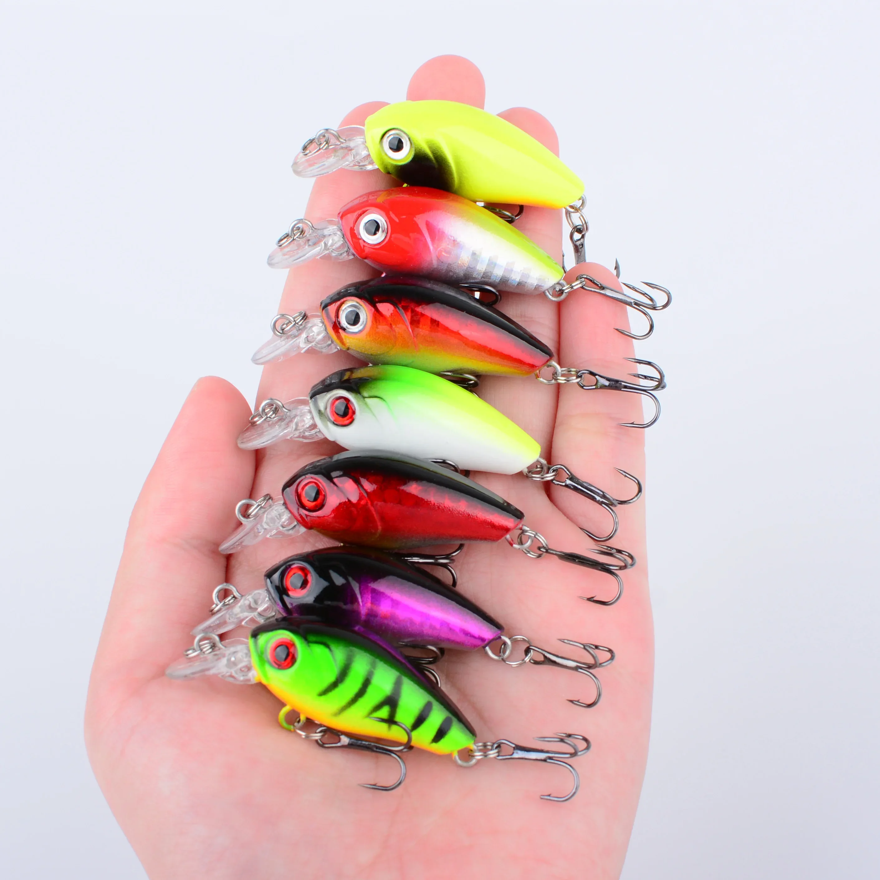 7PC Mini Crankbait señuelo de pesca cebo duro Artificial Minnow Swimbait trucha lubina pesca de carpa - imagen 4