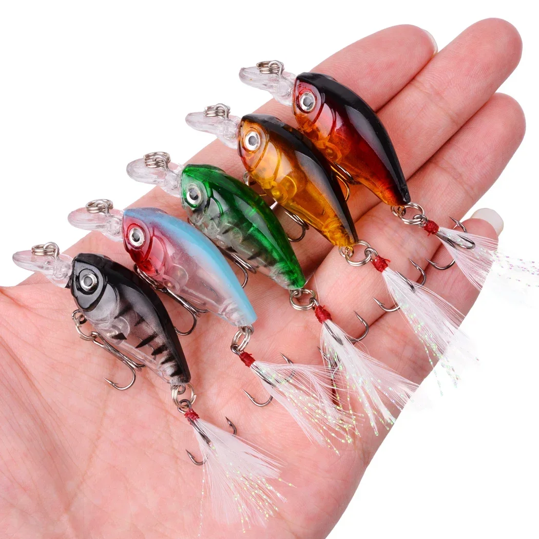 8 Uds cebo de manivela Minnow juego de señuelos de pesca cebo Artificial flotante cebo de pesca Topwater - imagen 5