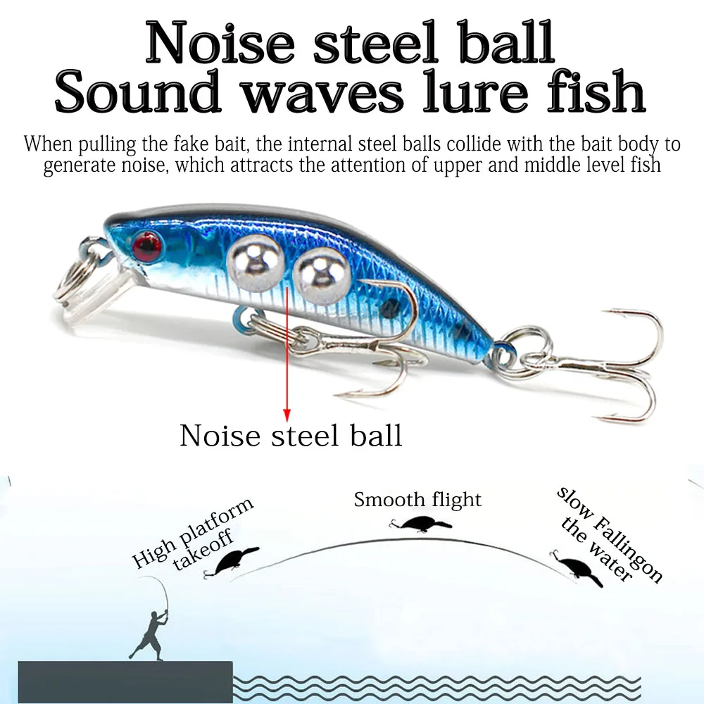 MNFT-Mini Señuelos de Pesca que se hunden, cebo duro de plástico Artificial, Jerkbait Crankbait, 4,5 cm/2,8g, 1 unidad - imagen 5