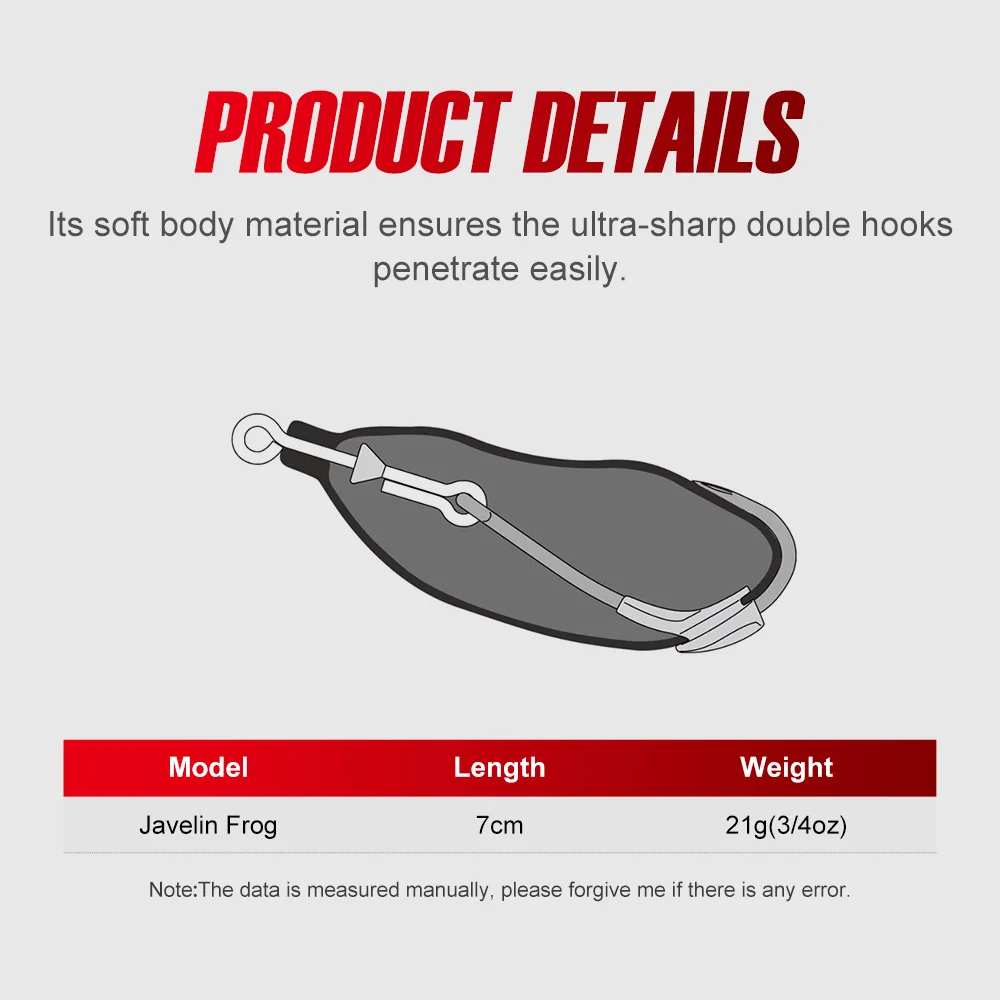 Noeby-señuelo de rana para caminar de cuerpo hueco, cebos blandos de sapo con anzuelos sin hierba para cabeza de serpiente, pez perro, lubina almizclada - imagen 2