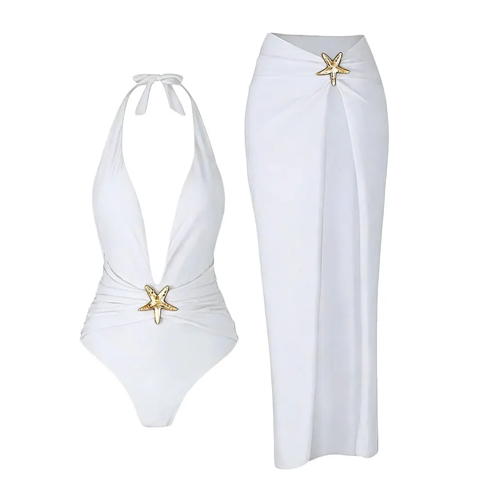 Traje de baño bikini sin espalda con cuello en V de poliéster - imagen 3