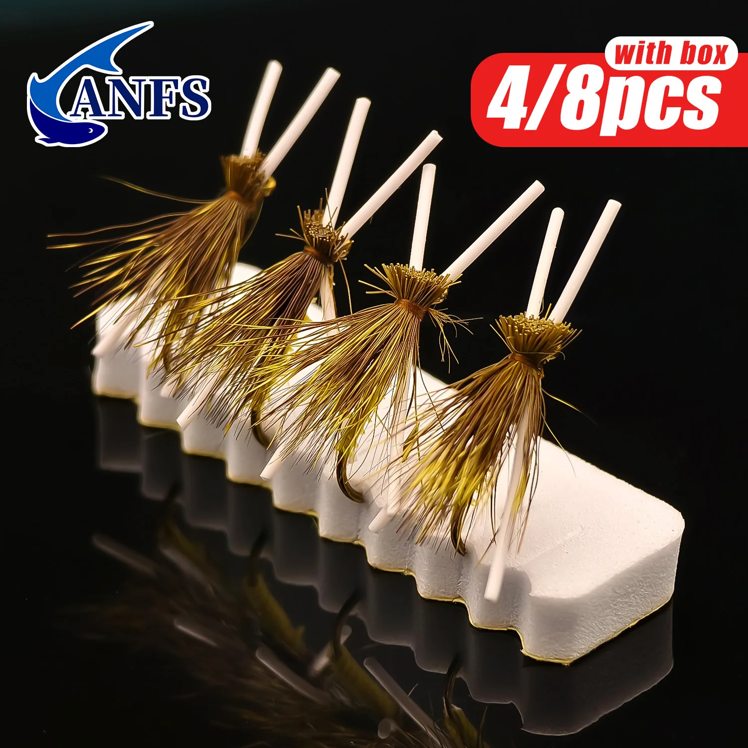 ANFS 4 piezas/8 piezas Kit de moscas de pesca con mosca seca-cebo con mosca hecho a mano para pesca en agua dulce - imagen 3