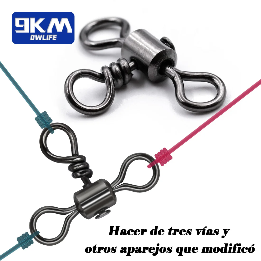 Conector de línea de pesca de 3 vías, aparejos de Jigging, aparejo de fondo de pesca de Surf, de latón inoxidable, Triple giratorio, 25 ~ 100 piezas - imagen 3