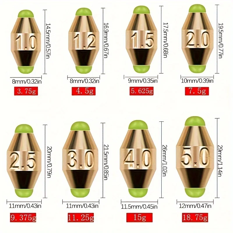 Plomos de cobre para pesca en agua salada – Kit completo - imagen 3