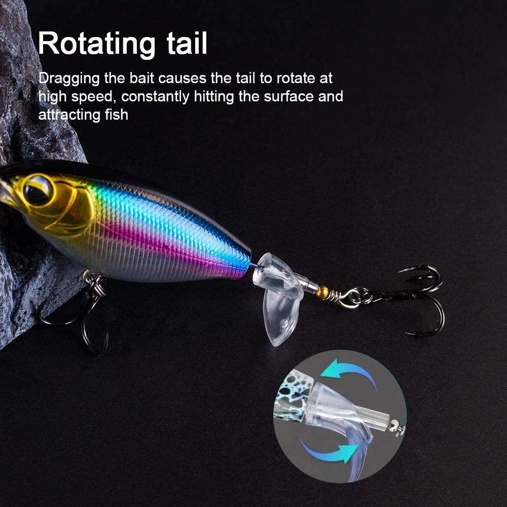 Hanlin-señuelo de Pesca Popper, 90mm/11g, para Wobbler Topwater, cebo duro, hélice de cola, Plopper, Swimbait, lubina, aparejos artificiales - imagen 3