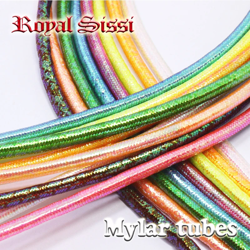 Royal Sissi-Juego de 8 colores, tubo de mylar firmemente trenzado de 5-6mm, total de 4yds, efecto perla holográfica, cuerpo de pececillo, materiales para atar moscas