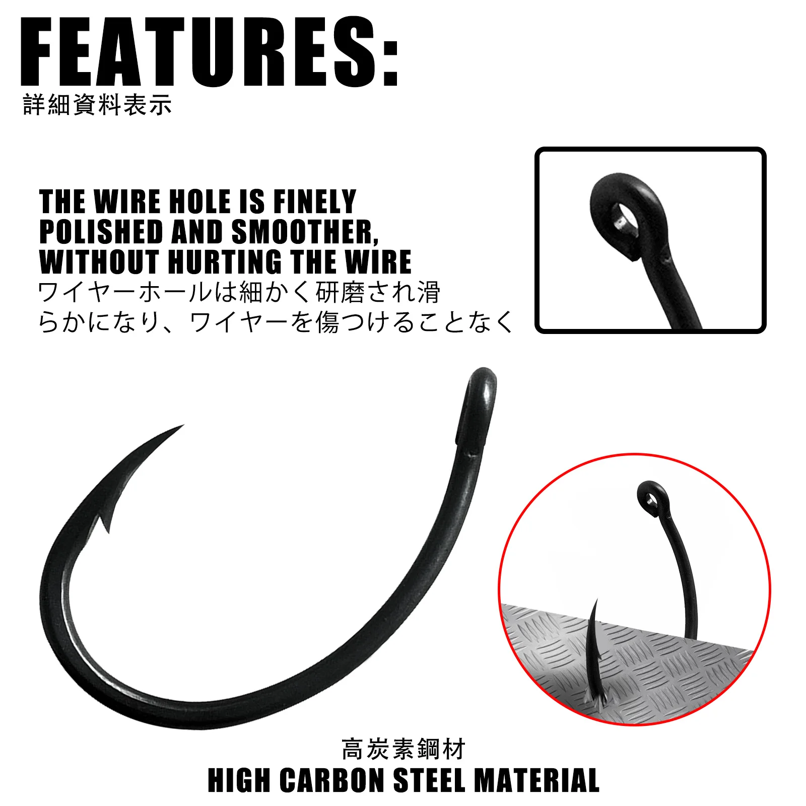 50 Uds. Anzuelos de pesca de carpa con revestimiento de PTFE, anzuelos de púas de acero inoxidable de alto carbono, anzuelo de carpa curvo ancho con púas para fortalecer - imagen 4