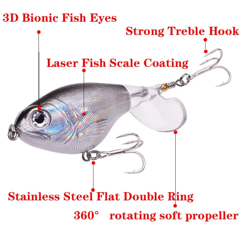 Señuelo de pesca con hélice de manivela de cola suave, 1 unidad, 11g, 16g, Wobblers de superficie, cebo duro Artificial para aparejos de pesca de Lucio - imagen 5