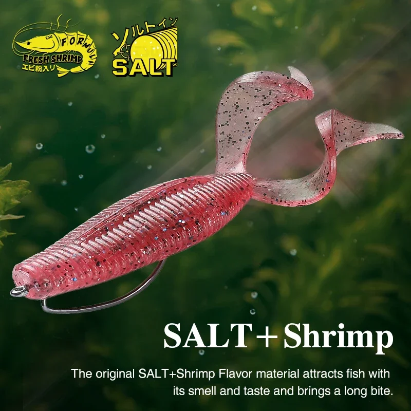 TSURINOYA-cebo de criatura de cola doble, larva suave SPIRON, 90mm, 8,5g, 6 uds., señuelo de pesca de plástico para lubina, perca, juego de lanzamiento, cebo suave - imagen 5