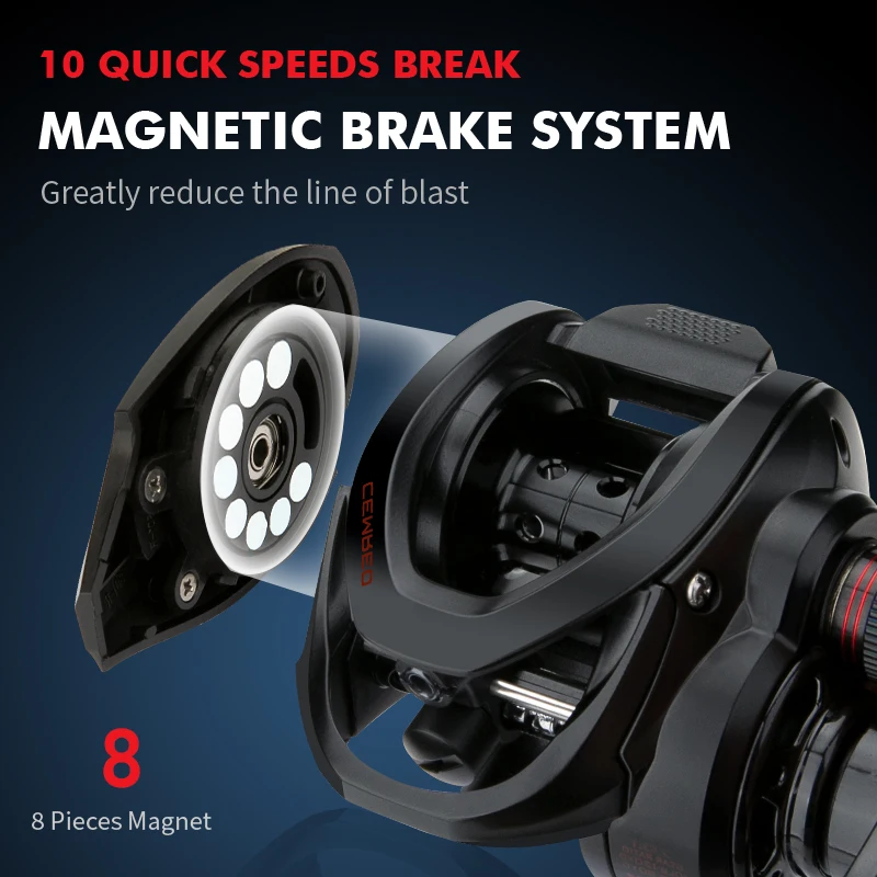 CEMREO nuevo carrete de pesca de fundición de cebo 7kg sistema de freno magnético de arrastre 7,0: 1 RS-B de pesca de carpa de lubina de cuerpo pequeño - imagen 5