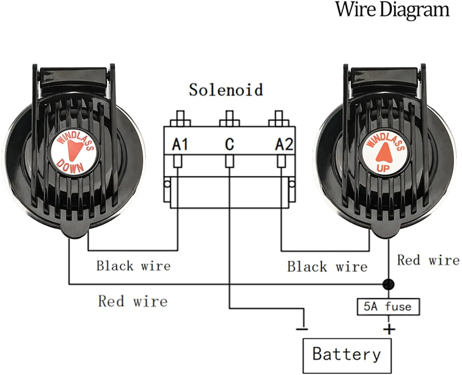 Cabrestante marino anclaje molinete barco plástico negro 12V/24V - imagen 3