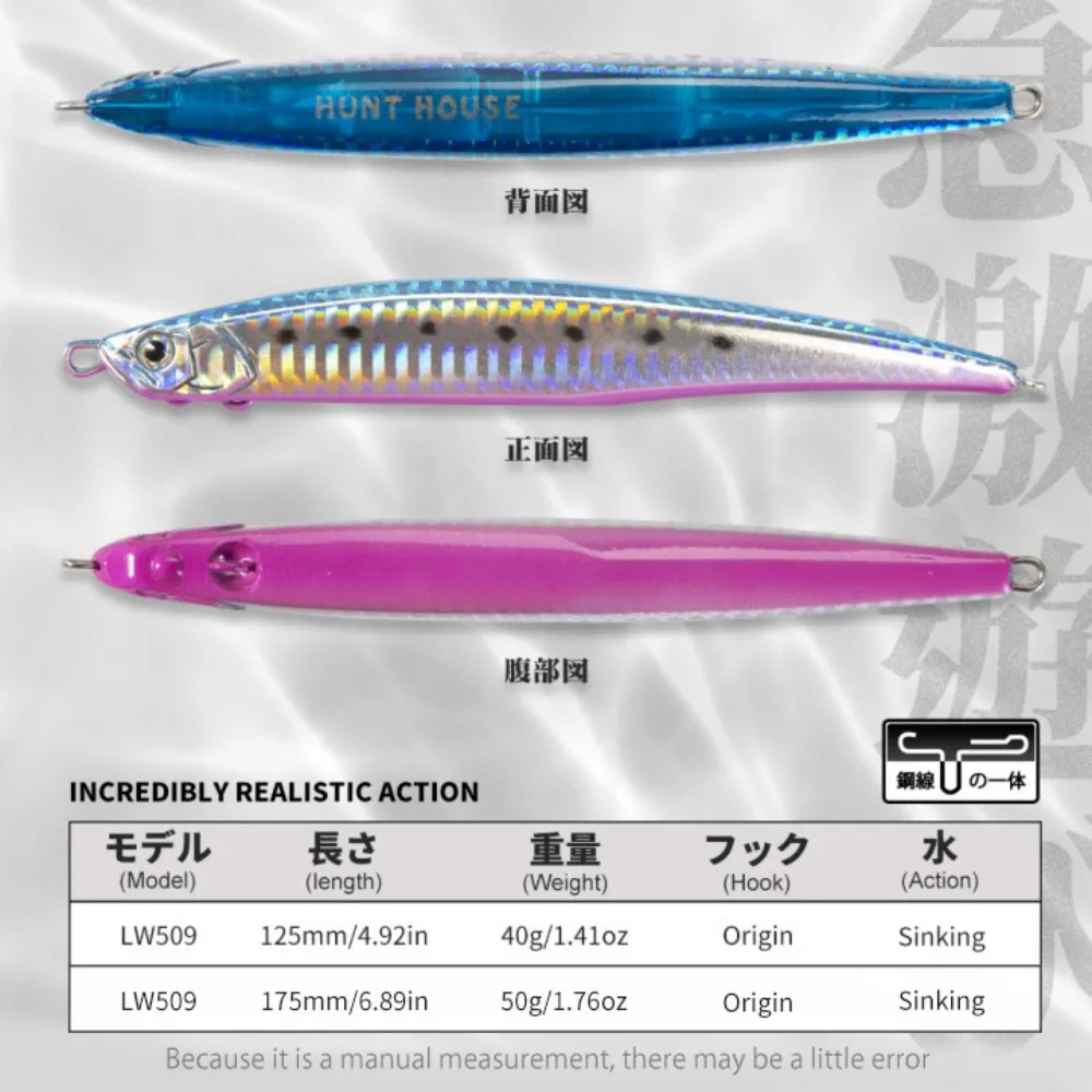 Hunthouse-señuelo de pesca de lápiz, cebo duro que se hunde, 125mm/40g, 175mm/50g, Wobbler pesado, lubina de agua salada, Lucio, trucha, aparejos de pesca - imagen 3