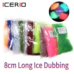 ICERIO, 1 paquete, UV, 8cm de largo, doblaje de hielo, Material de atado de moscas para atar ninfas, serpentinas, Baitfish, aguas saladas, mosca, trucha, señuelos de pesca