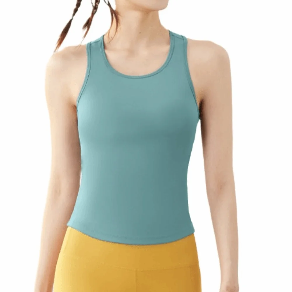Chaleco de Yoga antiligero con diseño de cuello redondo, chaleco deportivo de estilo integrado, camiseta sin mangas de Fitness suave y transpirable, entrenamiento físico