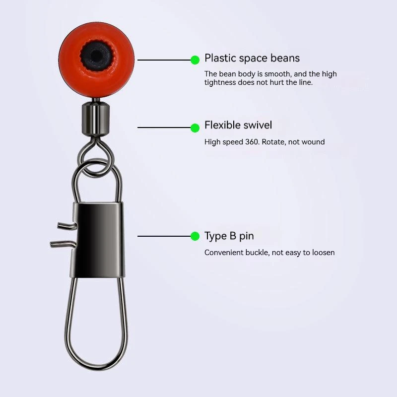 20 piezas sedal para anzuelo giratorio, conector de Clip de vástago, conector a presión de enclavamiento, señuelo de pesca de agua salada marina, cinturón de frijoles - imagen 4