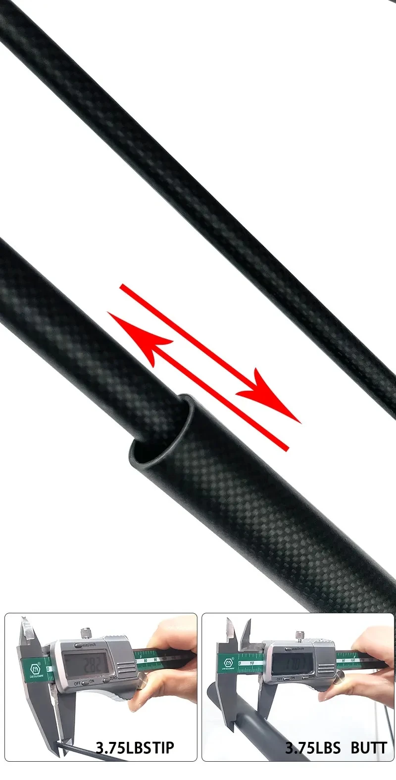 TAKEDO-caña de pescar de carpa en blanco, 11 pies, 3,75 libras, 3 secciones, caña telescópica 1K, fibra de alto carbono, cañas de pescar giratorias de viaje en blanco - imagen 4