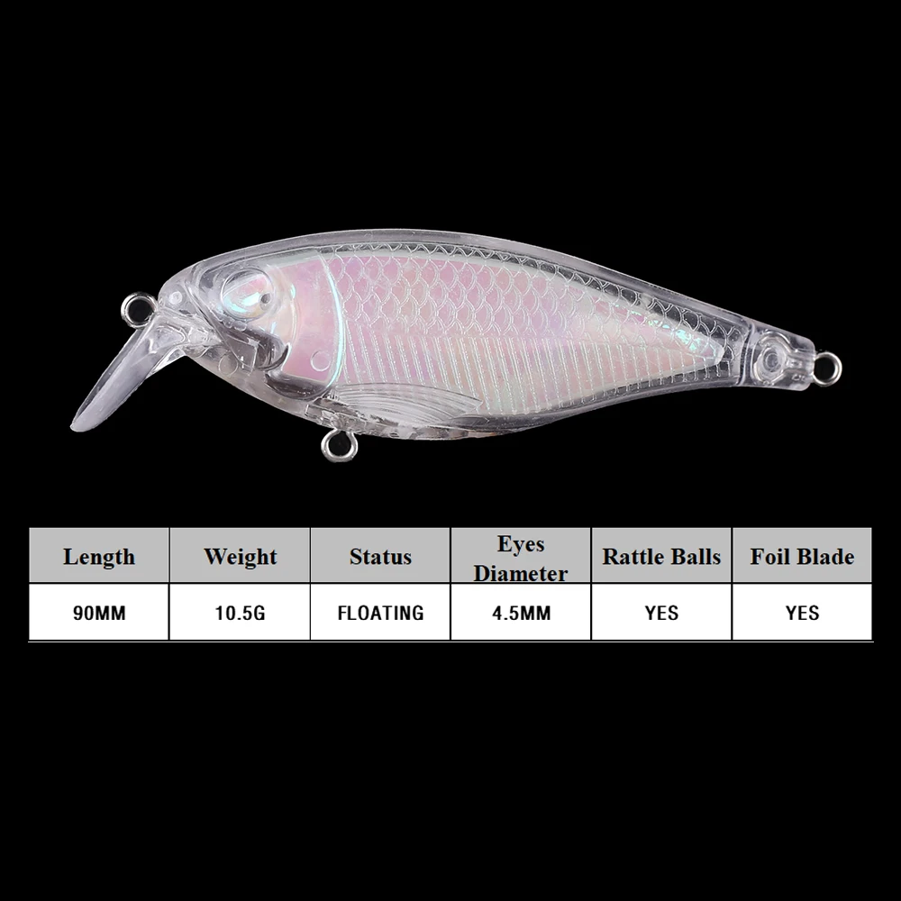 Chan'sHuang-señuelo de pesca Artificial, 20 piezas sin pintar, 9cm, 10,5g, pala flotante, buzo, Crankbait, hecho a mano - imagen 2