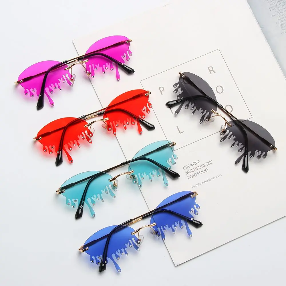 Gafas de sol Punk a la moda para mujer, Gafas de sol sin montura con diamantes, Gafas femeninas, Gafas de cristal, Gafas de sol con forma de lágrimas - imagen 3