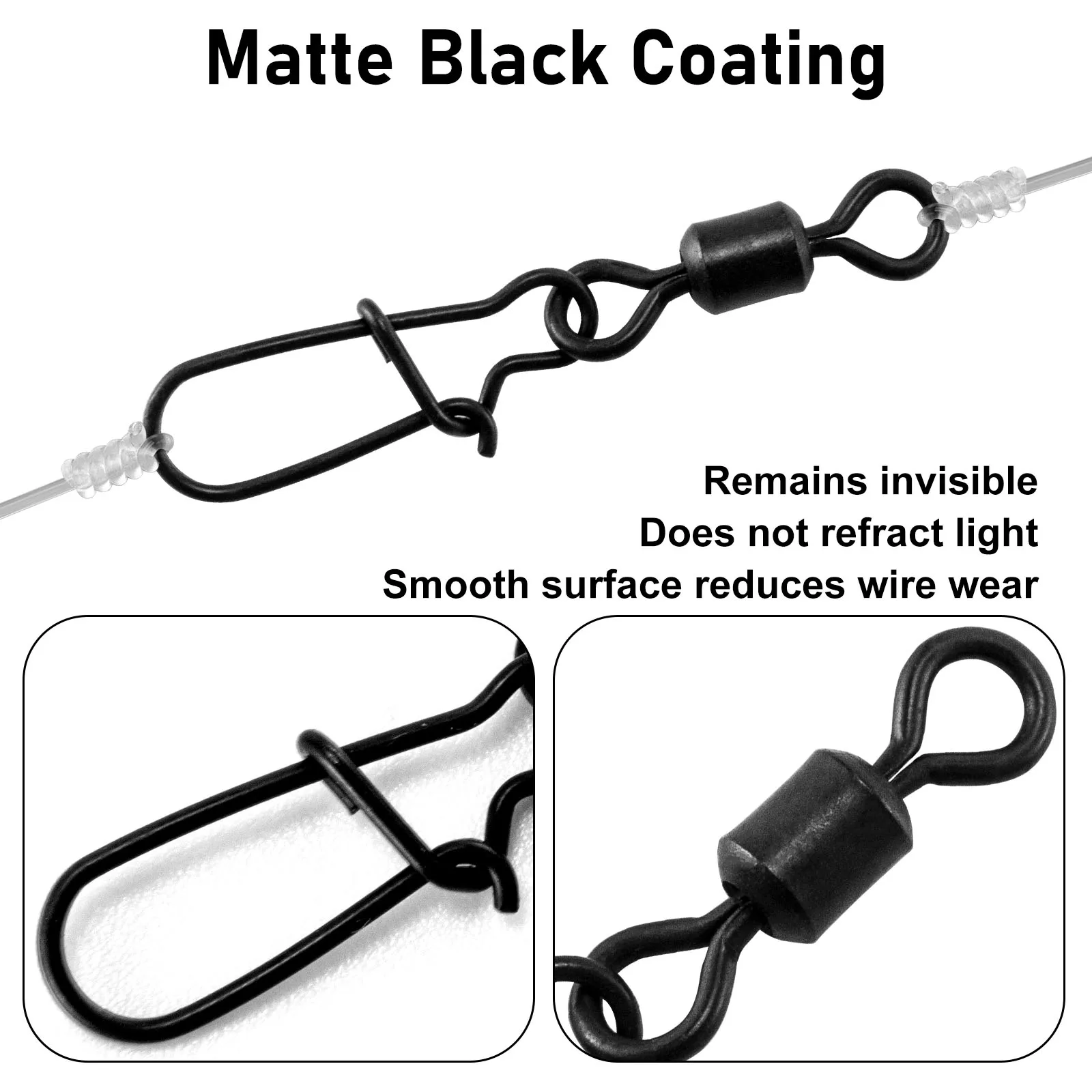 Duo Broche giratorio pesca negro mate - Conector señuelos - imagen 4