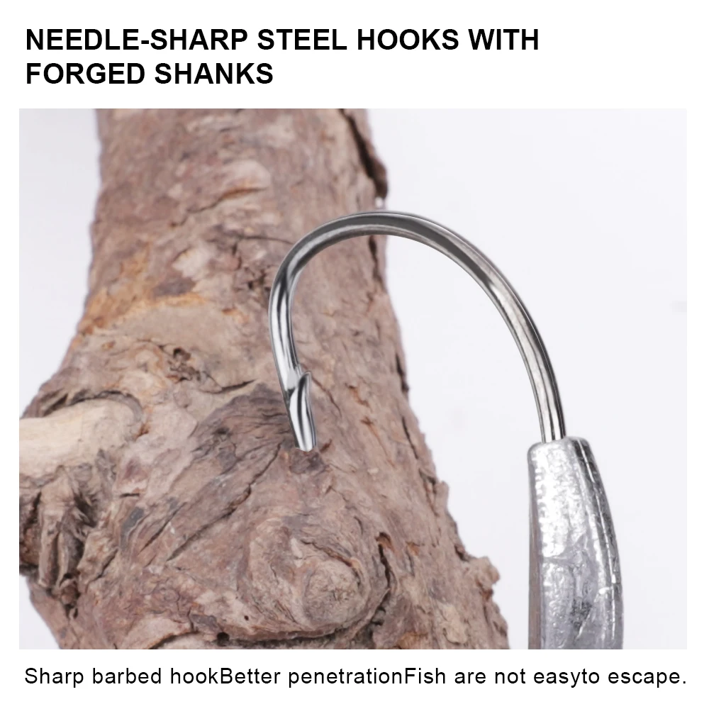NGB 5 uds anzuelo de manivela con cabeza de anzuelo con plomo 2g 3g 4g 5g 7g anzuelo de señuelo suave Offset anzuelos de pesca con púas de Texas aparejos 1/0 # -5/0 # - imagen 4