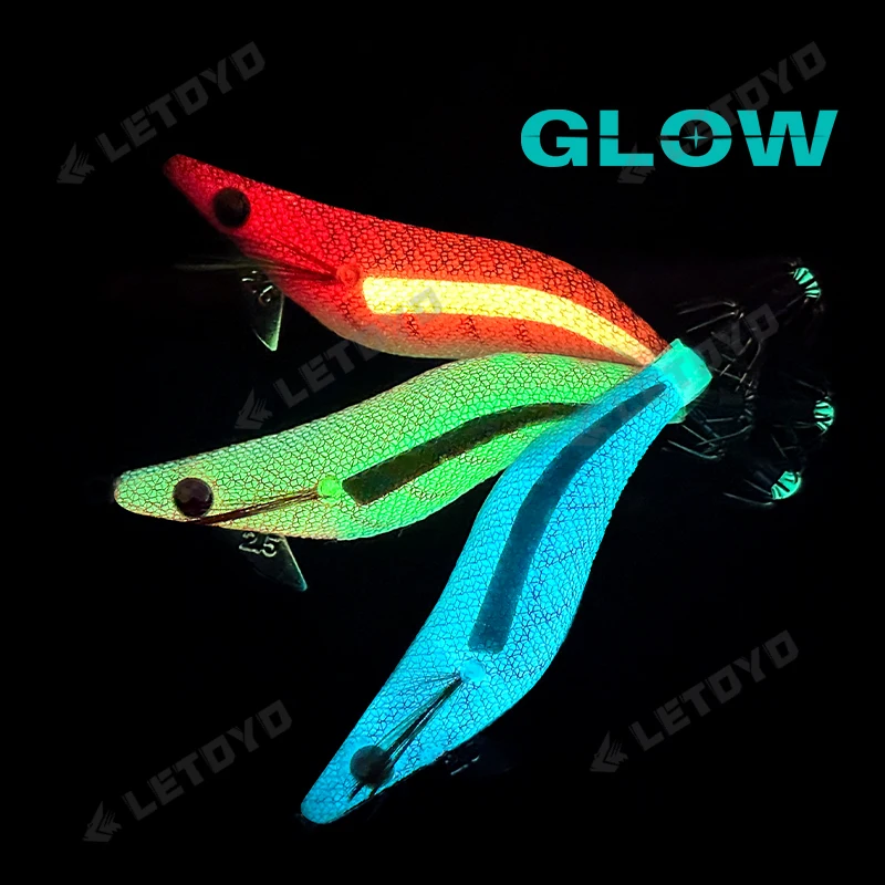 LETOYO luminoso 3 colores cebo de calamar plantilla de calamar eging cebo Artificial Webfoot pulpo egi señuelo sepia Señuelos de pesca anzuelo de calamar - imagen 4