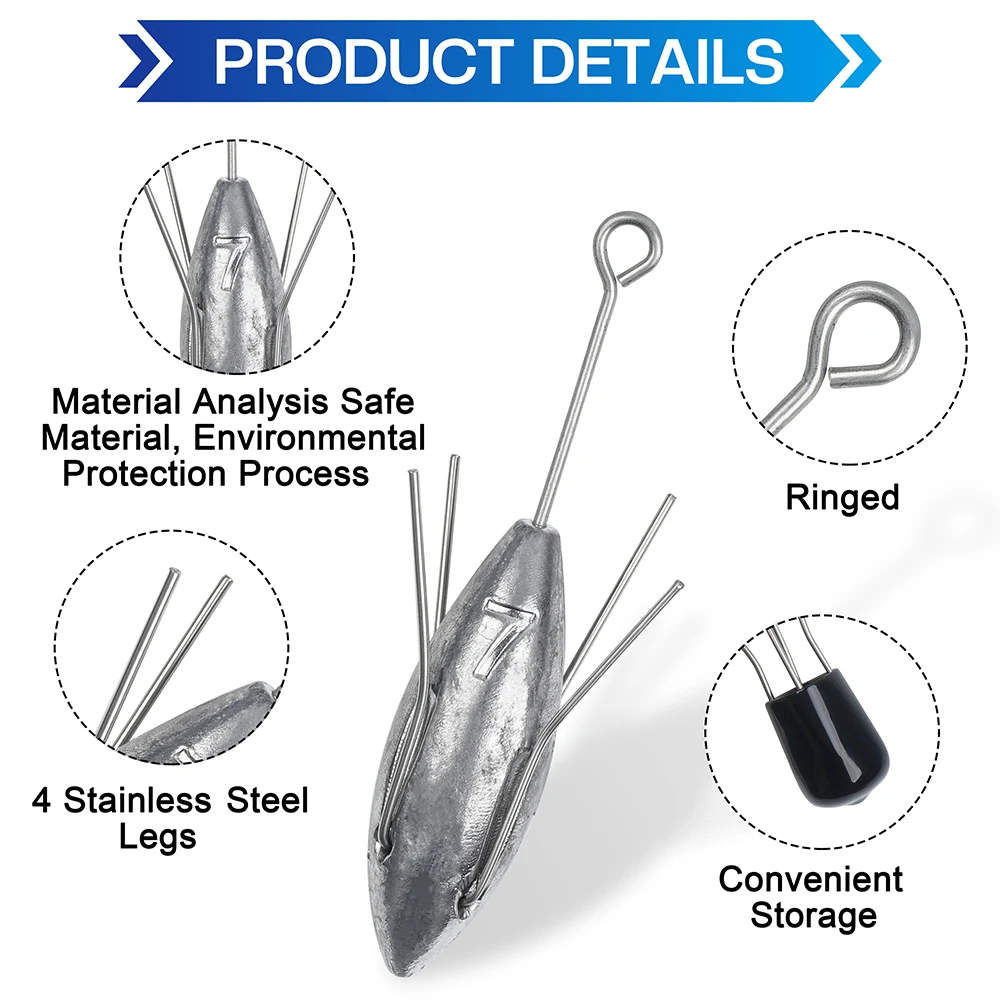 Sinker Sputnik-equipo de pesca de cola larga, 1 piezas, pesas de plomo, 3oz-7oz, para agua salada, Surf, Casting, pesca en el mar - imagen 3