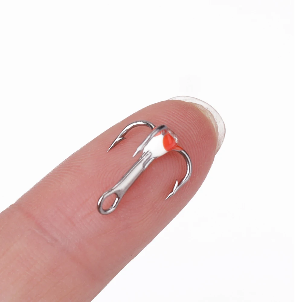 FISH KING-anzuelos de pesca en hielo de acero de alto carbono, 5 unids/lote por paquete, anzuelos triples de púas volteadas con ojo de diamante, aparejos de pesca - imagen 5