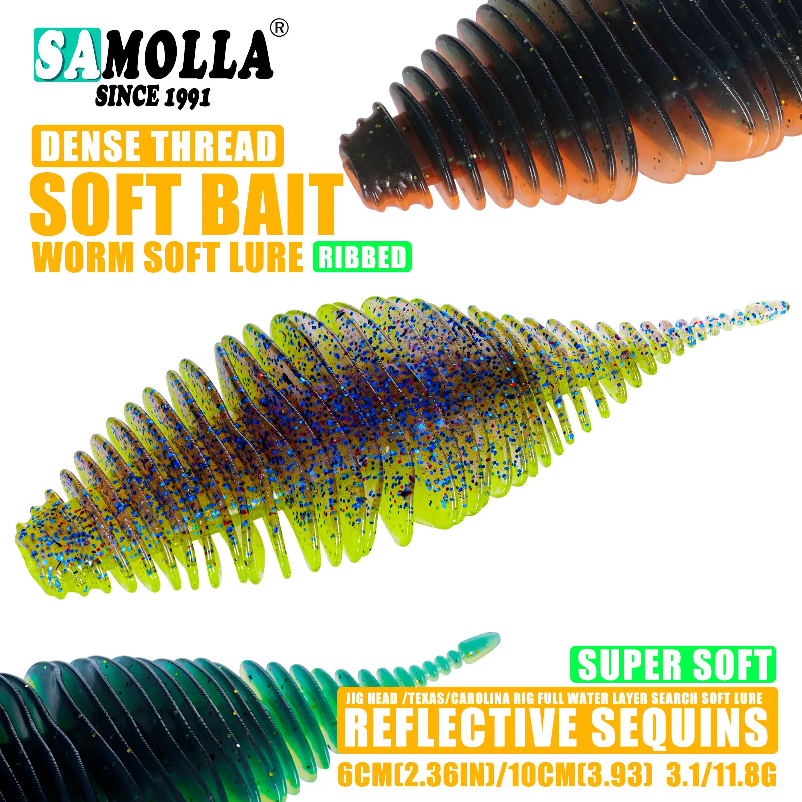 SAMOLLA gusano de silicona suave señuelo de pesca fuelle enmalle Artificial Lucio lubina Swimbait aparejo para cebos de pesca leurre souple