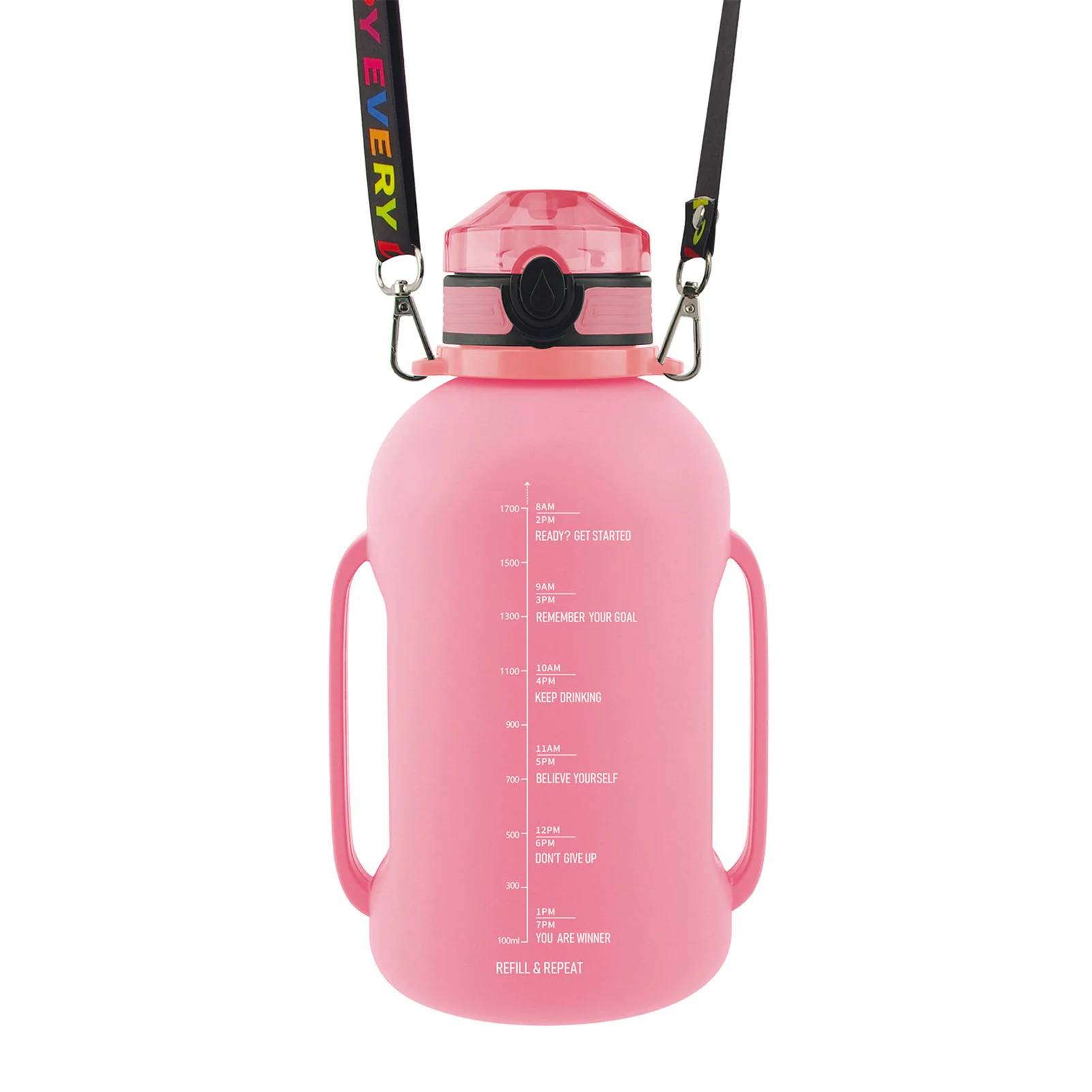 Botella de agua grande y plegable sin Bpa, botella de agua motivacional con correa de transporte para gimnasio, Camping, senderismo, viajes y deportes, 2000ml - imagen 3