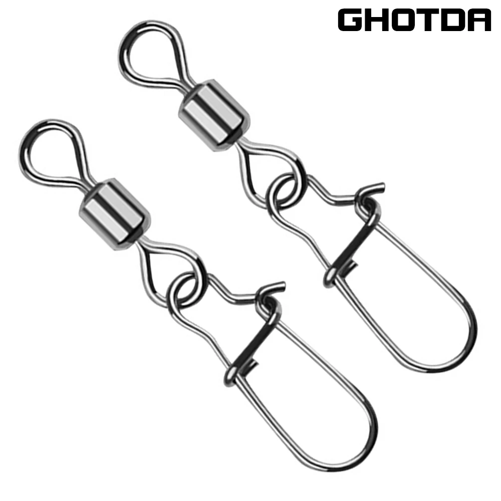 Ghotda-broche de pesca de tracción fuerte, accesorios pequeños, resistencia de 3-38kg, Conector de aleación de acero de ocho anillos, gancho de pesca giratorio, 20/50 piezas - imagen 2