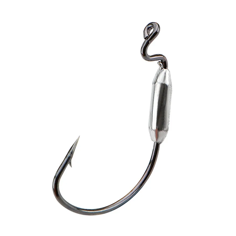 Anzuelo de pesca Offset 5 piezas 1/0 #2/0 #3/0 #, señuelo de gusano suave, anzuelo de manivela ancha de acero de alto carbono, 2g, 2,5g, 3g para pesca de lubina - imagen 4