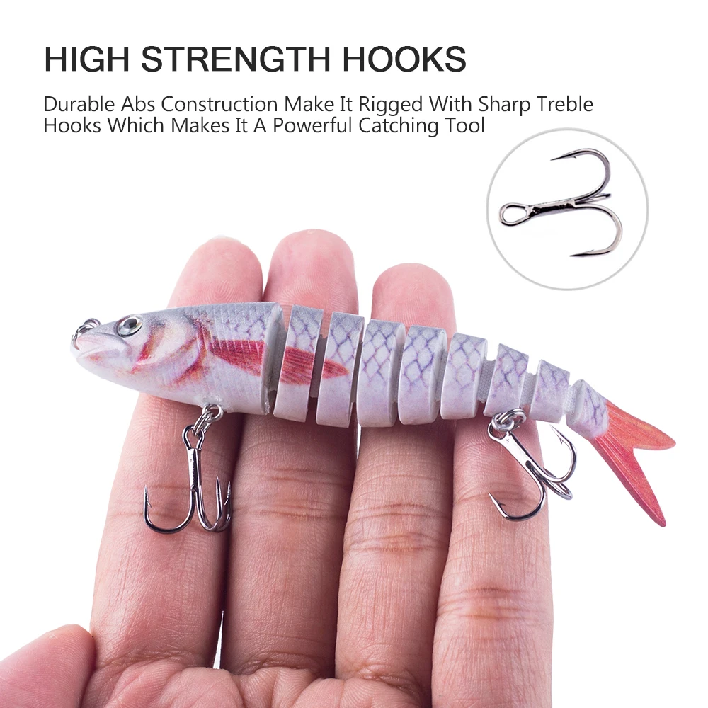 Hanlin 10 cm/3,94 pulgadas Señuelos de Pesca multiarticulados hundimiento Swimbait 9 segmentos trucha Crankbait Wobbler cebo duro Minnow aparejos de lubina - imagen 4