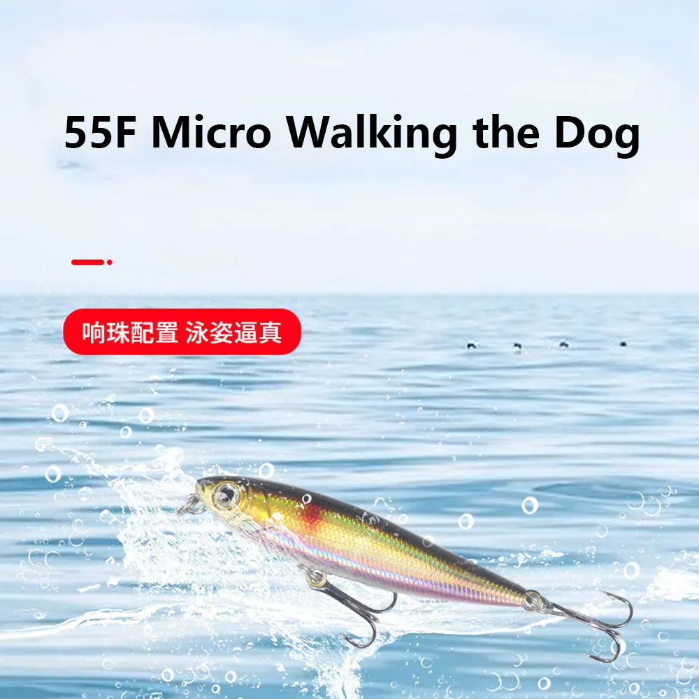 Mini Señuelos de Pesca con lápiz Topwater, 55mm, 3,2g, para caminar al perro, Wobblers, cebos duros artificiales para lubina, trucha, Swimbait, 1 ud. - imagen 2