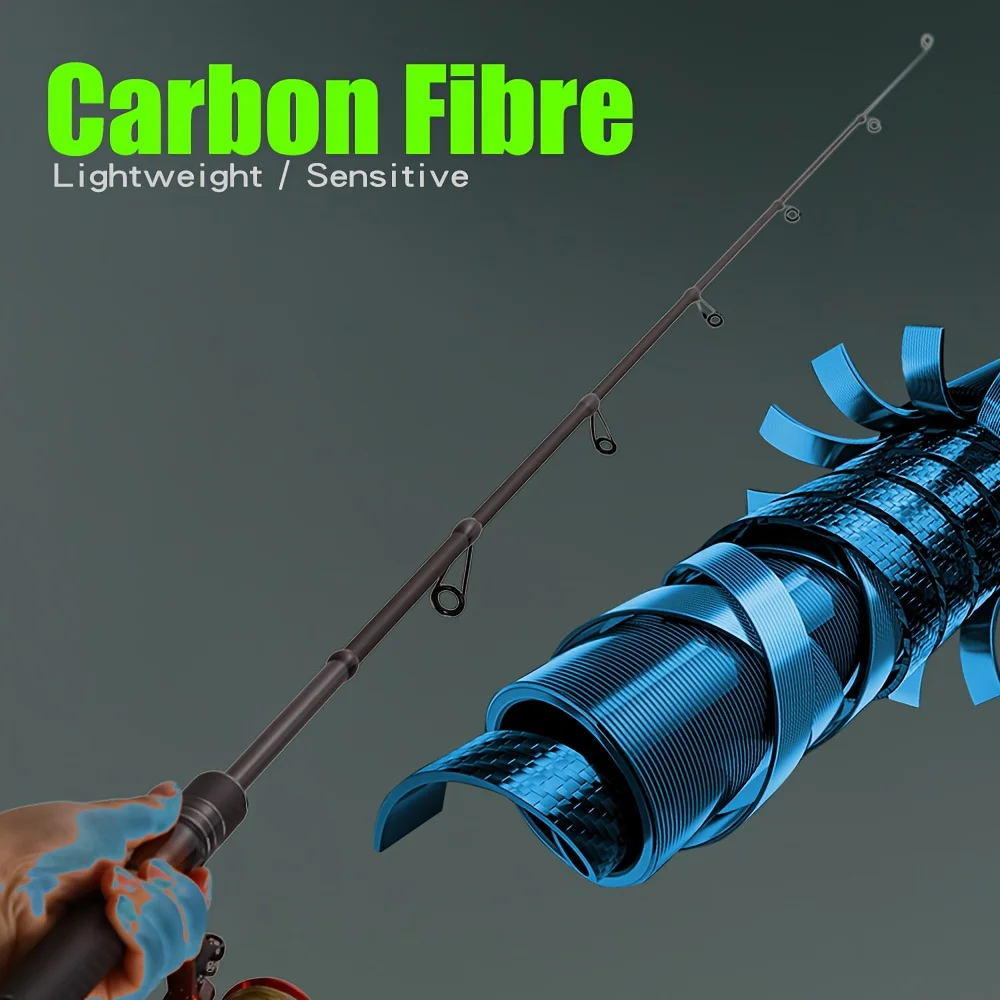 Caña de pescar telescópica BAKAWA, caña de pescar giratoria de carbono de 180CM, equipo de Pesca de agua dulce y salada, accesorios de Pesca - imagen 4