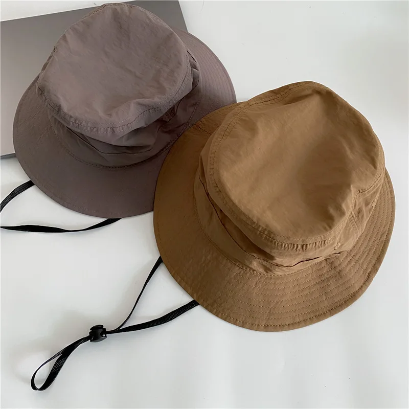 Sombrero de cubo de cuerda a prueba de viento de secado rápido para hombres y mujeres, sombreros de Sol de verano, gorra de pesca informal versátil, logotipo impreso personalizado, al aire libre - imagen 3