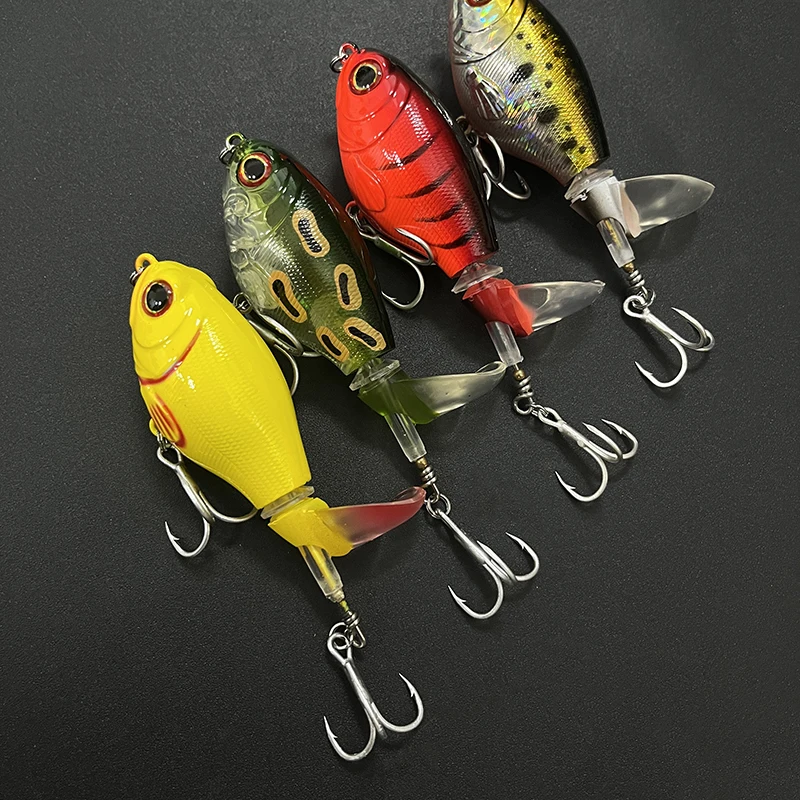 Señuelo de Pesca Popper Topwater pintado con rayos UV, cebo de plástico duro para Lucio, cola giratoria Isca Artificial, Pesca 9066 - imagen 4