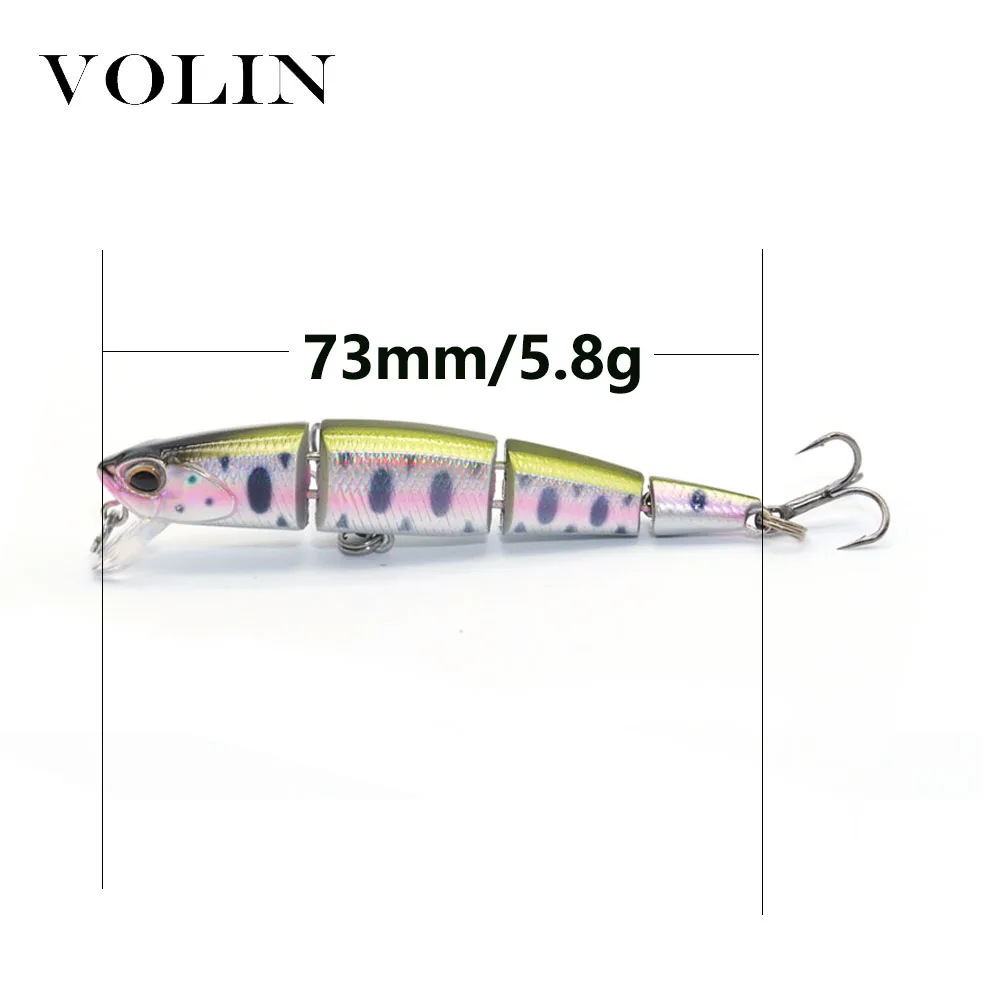 Volin-señuelo de pececillo, cebo de pesca de hundimiento articulado, para buceo, trucha, lubina, Lucio, 73mm, 5,8g, 4 secciones, nuevo - imagen 2