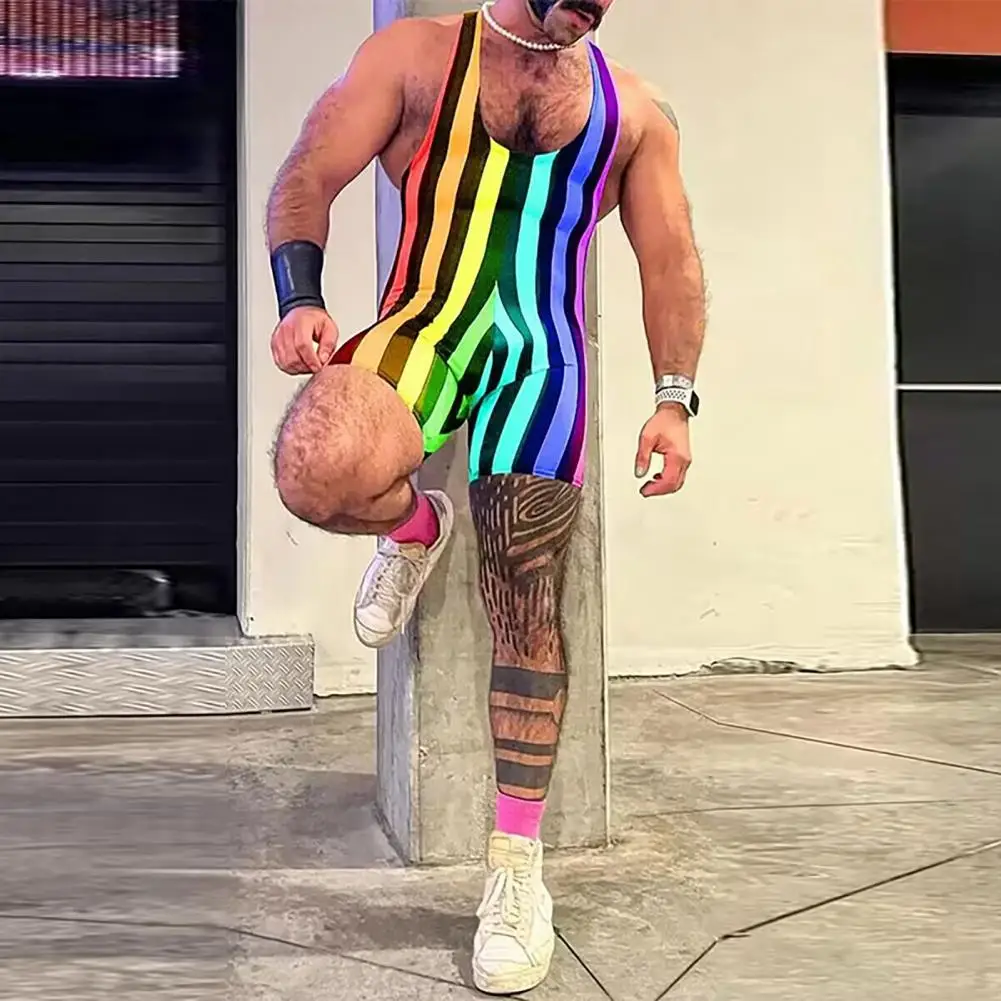 Body deportivo para hombre, mono sin mangas a rayas, gimnasio, deportes atléticos, ropa moldeadora para hombre, peleles, ropa interior para hombre, pantalones cortos - imagen 5