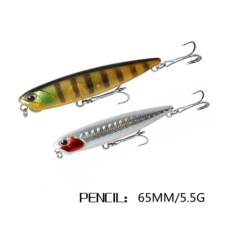 Lápiz Topwater Señuelos de Pesca superficie flotante Stickbait Wobblers cebos para caminar 65mm 5,5g Mini cebo duro flotante Accesorios - imagen 5