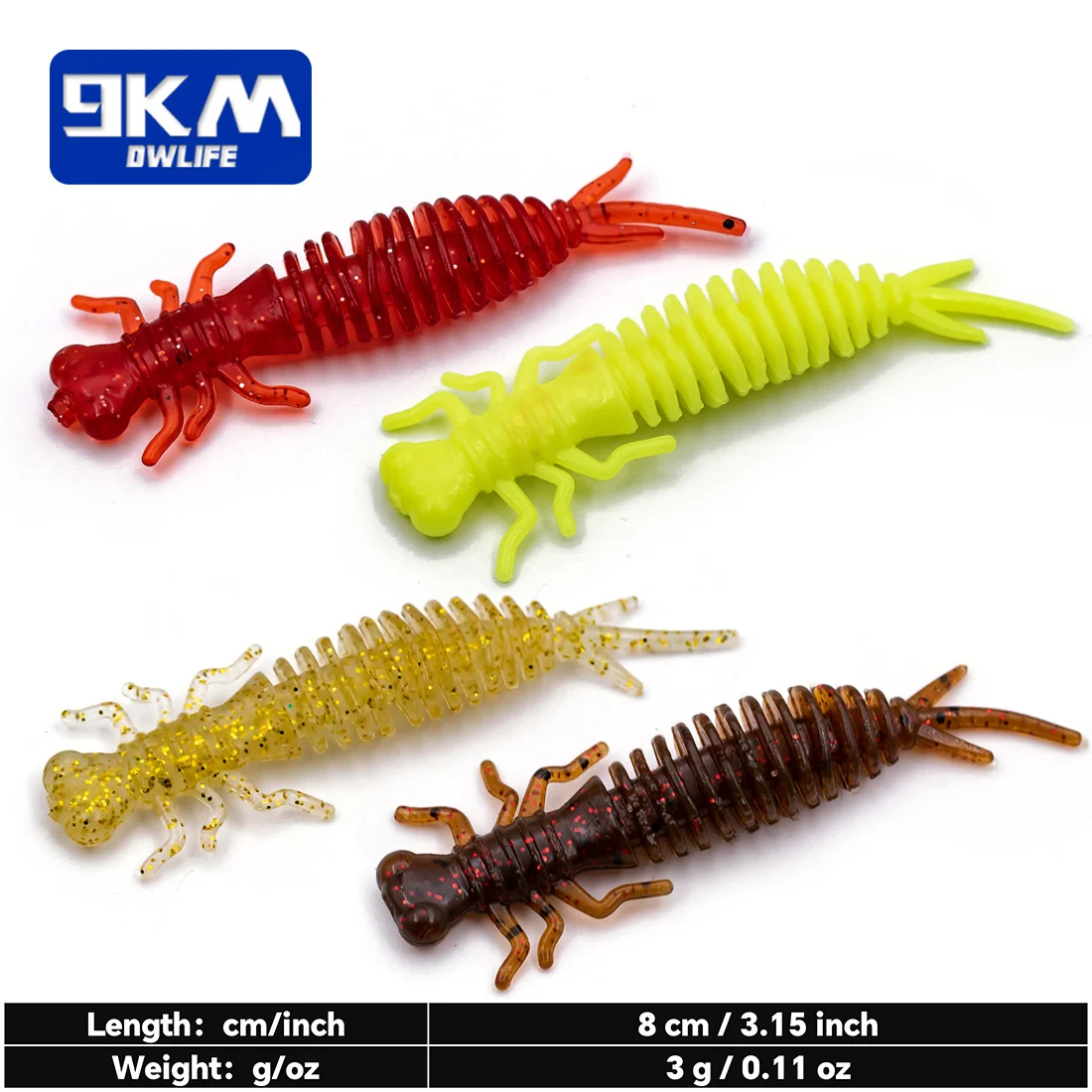 10 Uds. Señuelos de larva de libélula, 3g, señuelos de silicona suave, Larva de cigarra, señuelo suave, larva realista de agua dulce, cebo de gusano, lubina, trucha, tipo tipo de pez - imagen 3