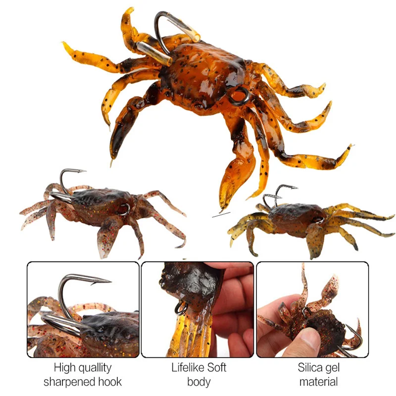 ZUKIBO-señuelo de cangrejo Artificial, cebo de cangrejo 3d, equipo salvaje, Señuelos de Pesca de simulación con anzuelos afilados, 8cm, 35g, accesorios de Pesca - imagen 3