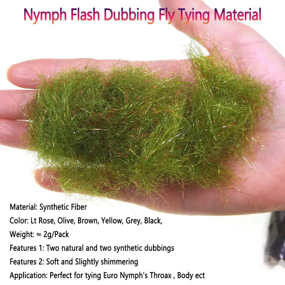 Bimoo, 2 paquetes de Material de atado de moscas con parpadeo de ninfa para Scuds, camarones, ninfas, cuerpo a través deax, trucha, lubina, salmón, Señuelos de Pesca con mosca - imagen 3