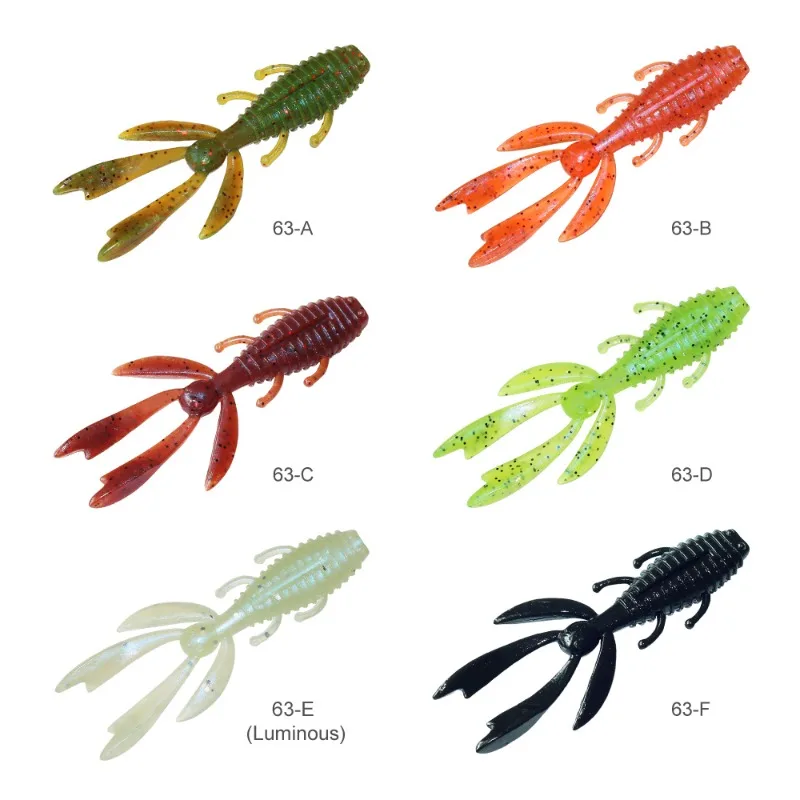 Cebo suave de gusano de silicona, señuelo de pesca de cangrejo, Twintails giratorio, lubina de mar para carpa, Wobbler, gusano, 6,3 cm, 20 unidades/ - imagen 3