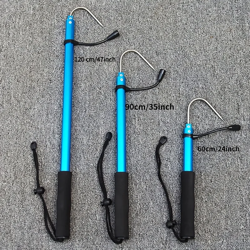 Anzuelos de pesca telescópicos portátiles de aleación de aluminio con mango de goma, perfectos para pesca en mar y barco, duraderos y fáciles de usar - imagen 4